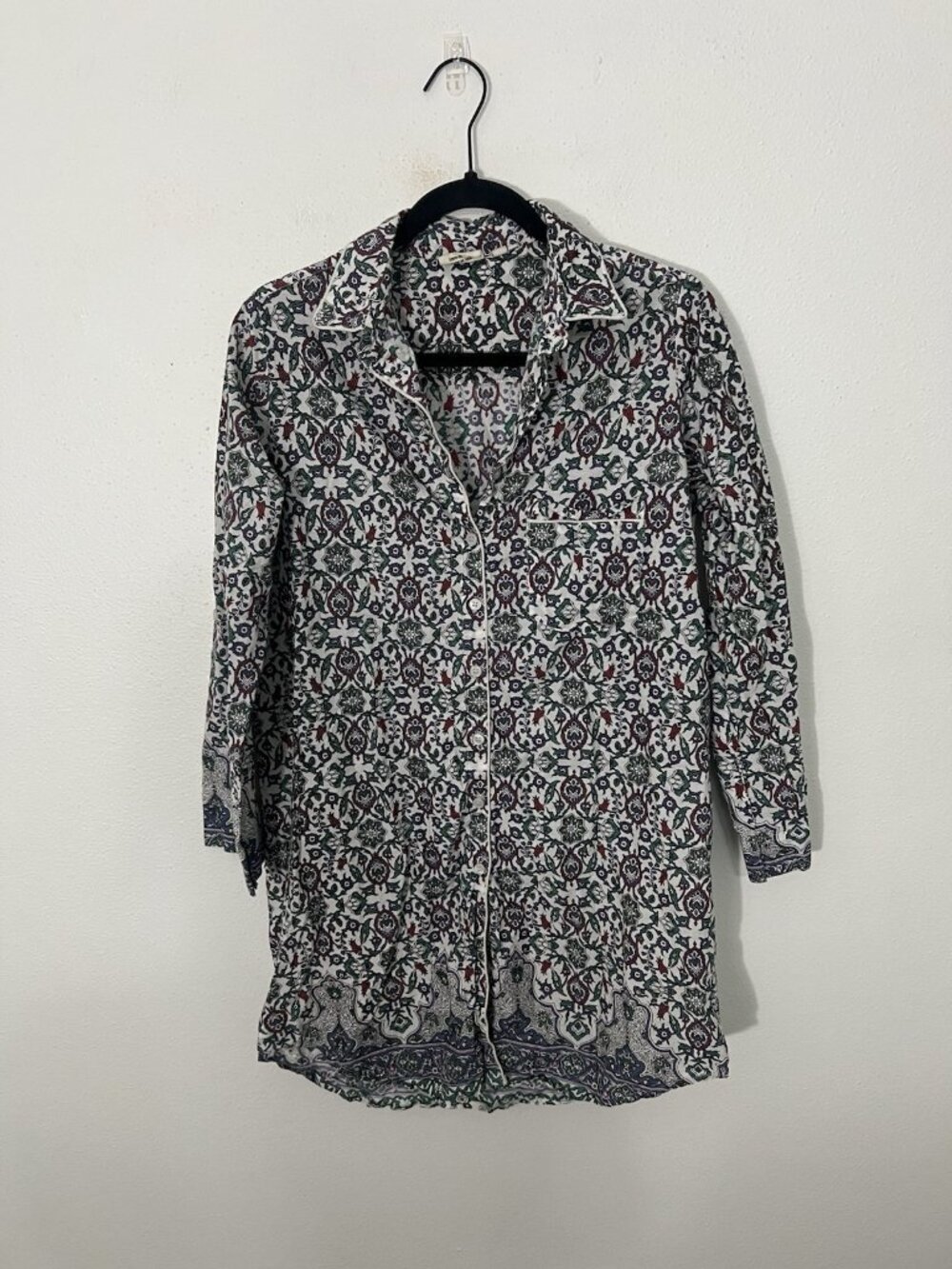 Julia Amory Cotton Husband PJ shirt Size Medium Colorful Floral
